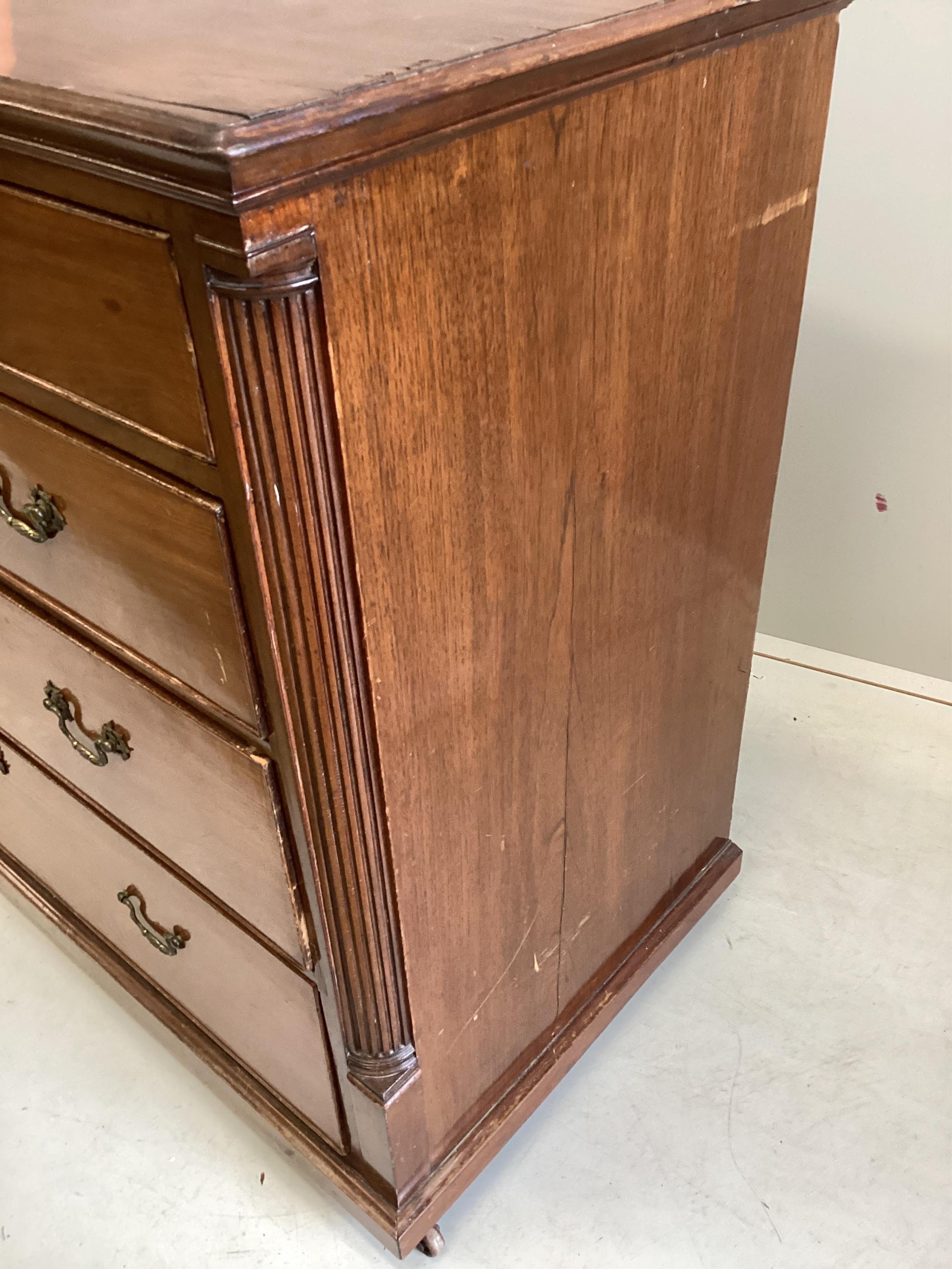 A George III mahogany chest (adapted), width 109cm, depth 54cm, height 94cm. Condition - poor to fair